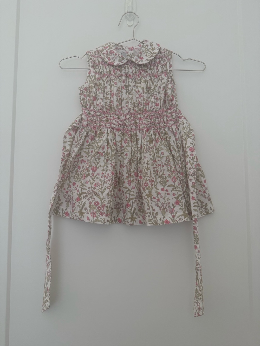 bella bliss Pink and Green Smocked Floral Dress